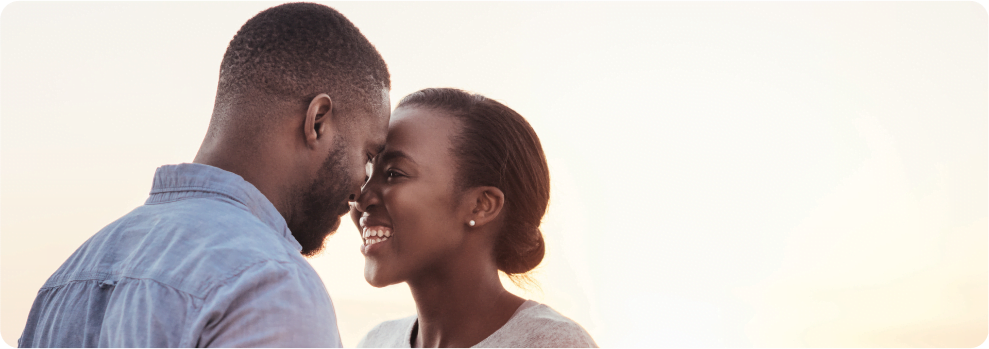 man and women smiling